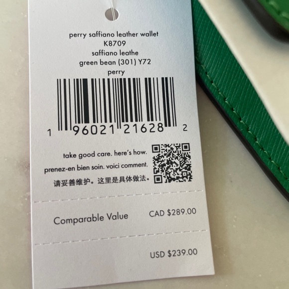 Kate Spade Perry Saffiano Leather Green Bean Crossbody Wallet Bag K8709 NWT $289 - Picture 3 of 8